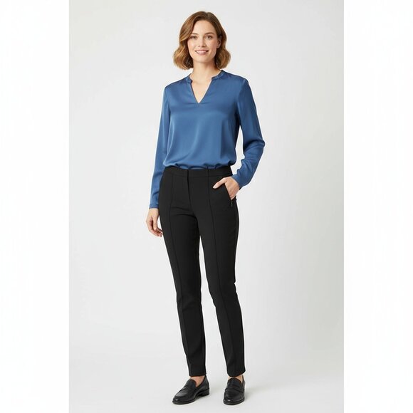 Akris Black Side Zip Straight Leg Trouser Pants 6 - Picture 7 of 7